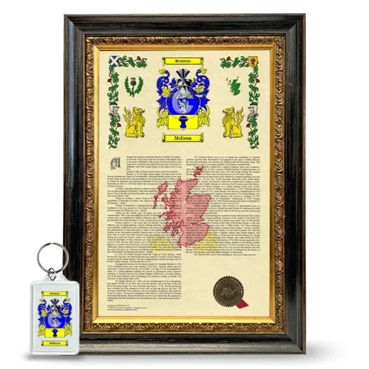 McEwen Framed Armorial History and Keychain - Heirloom