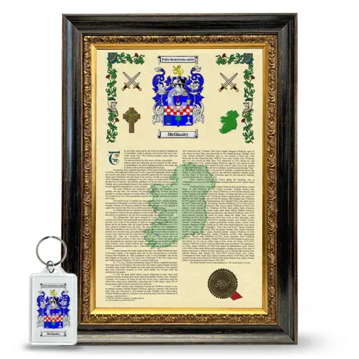 McGinnity Framed Armorial History and Keychain - Heirloom