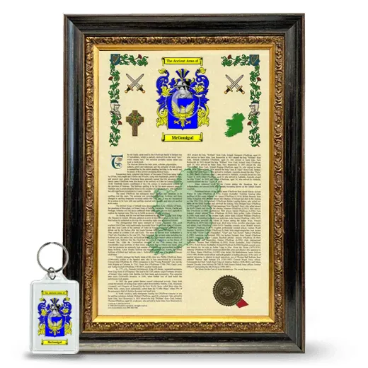 McGonigal Framed Armorial History and Keychain - Heirloom