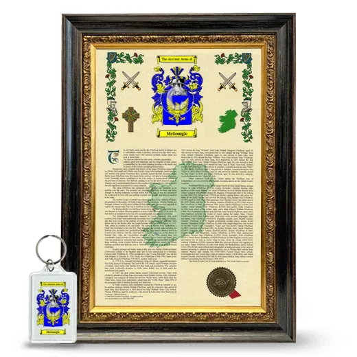 McGonigle Framed Armorial History and Keychain - Heirloom