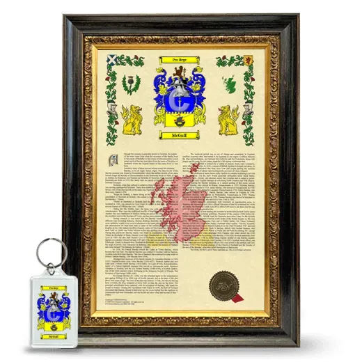 McGuff Framed Armorial History and Keychain - Heirloom