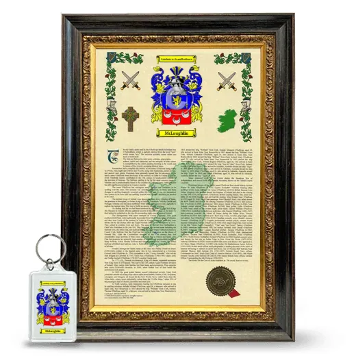 McLaughlin Framed Armorial History and Keychain - Heirloom