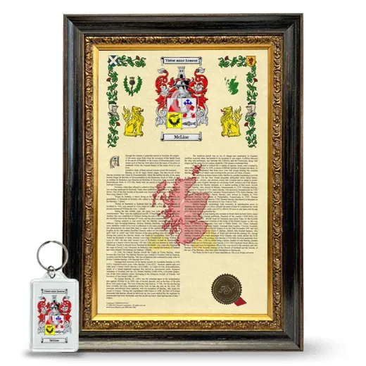 McLine Framed Armorial History and Keychain - Heirloom