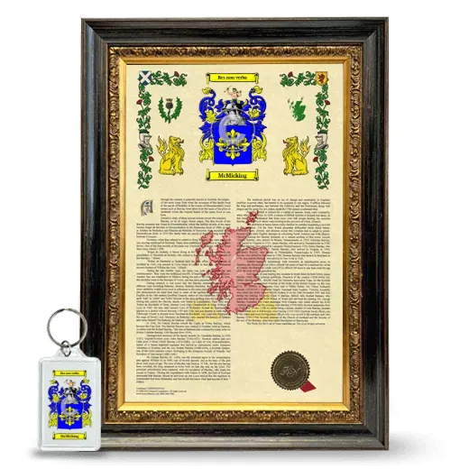 McMicking Framed Armorial History and Keychain - Heirloom