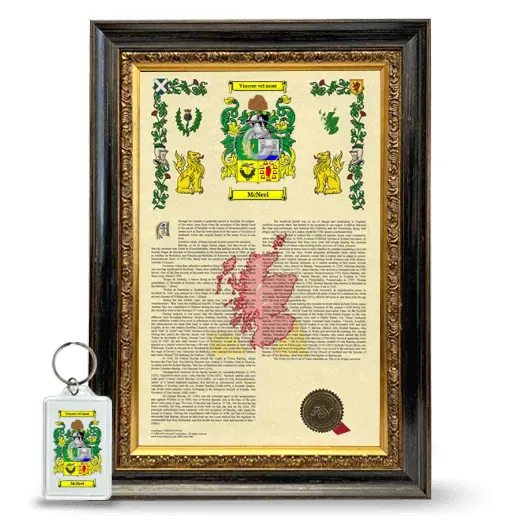 McNeel Framed Armorial History and Keychain - Heirloom