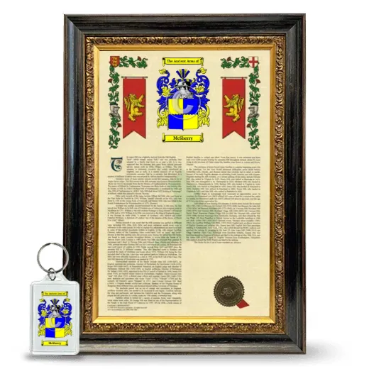 McSherry Framed Armorial History and Keychain - Heirloom