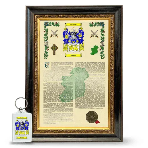 McVay Framed Armorial History and Keychain - Heirloom