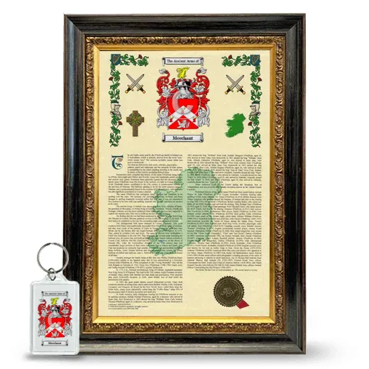 Meechant Framed Armorial History and Keychain - Heirloom