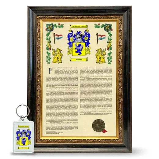 Meeres Framed Armorial History and Keychain - Heirloom