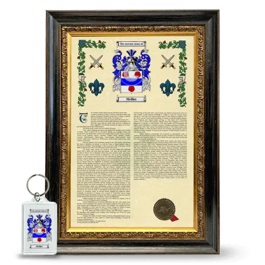Mellier Framed Armorial History and Keychain - Heirloom