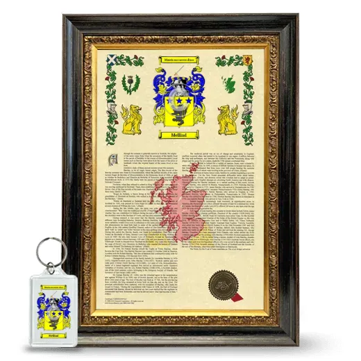 Mellind Framed Armorial History and Keychain - Heirloom