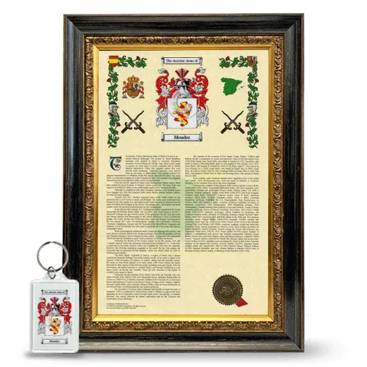 Mendez Framed Armorial History and Keychain - Heirloom