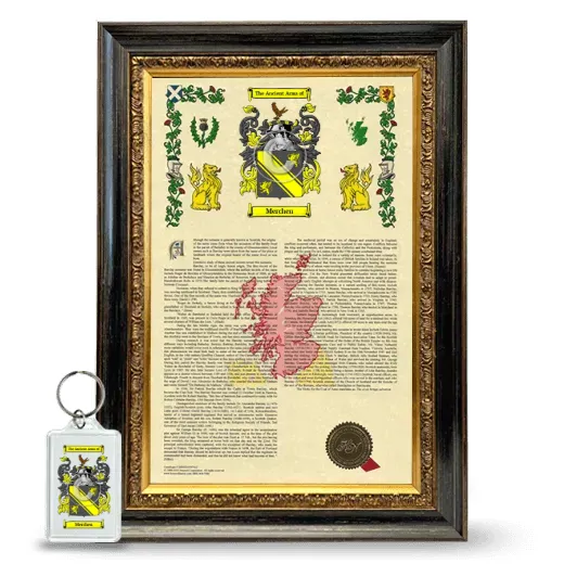 Merchen Framed Armorial History and Keychain - Heirloom