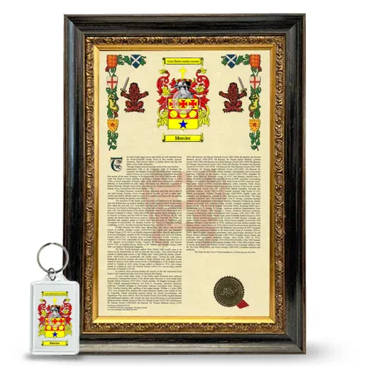 Mercier Framed Armorial History and Keychain - Heirloom