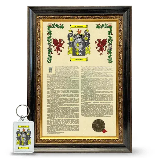 Mervine Framed Armorial History and Keychain - Heirloom