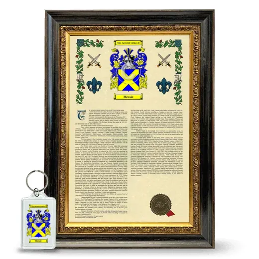 Messie Framed Armorial History and Keychain - Heirloom