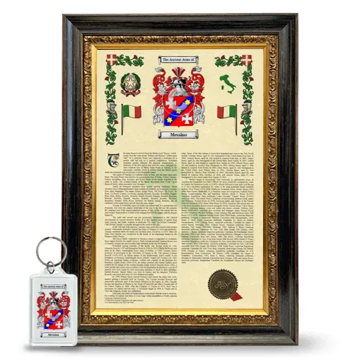 Messino Framed Armorial History and Keychain - Heirloom