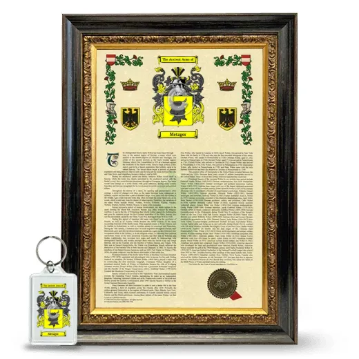 Metzger Framed Armorial History and Keychain - Heirloom