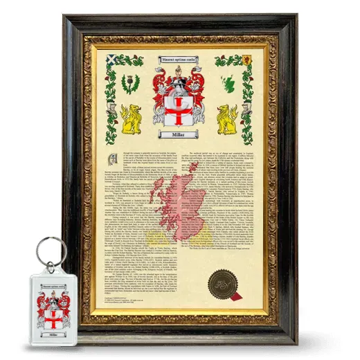 Millar Framed Armorial History and Keychain - Heirloom