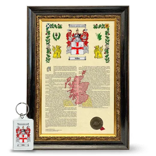 Miller Framed Armorial History and Keychain - Heirloom