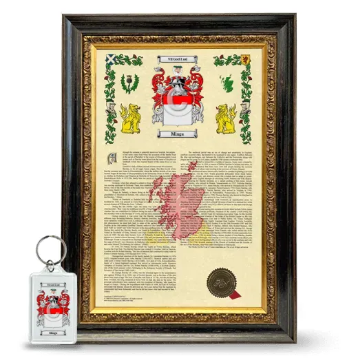 Minga Framed Armorial History and Keychain - Heirloom