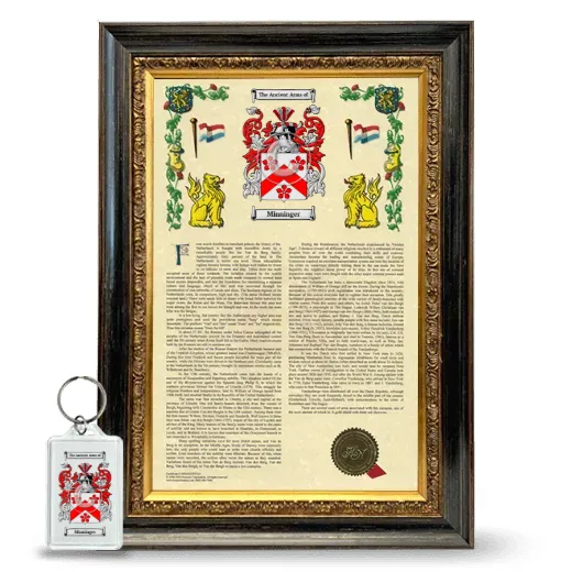 Minninger Framed Armorial History and Keychain - Heirloom