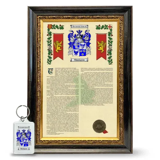 Minnington Framed Armorial History and Keychain - Heirloom