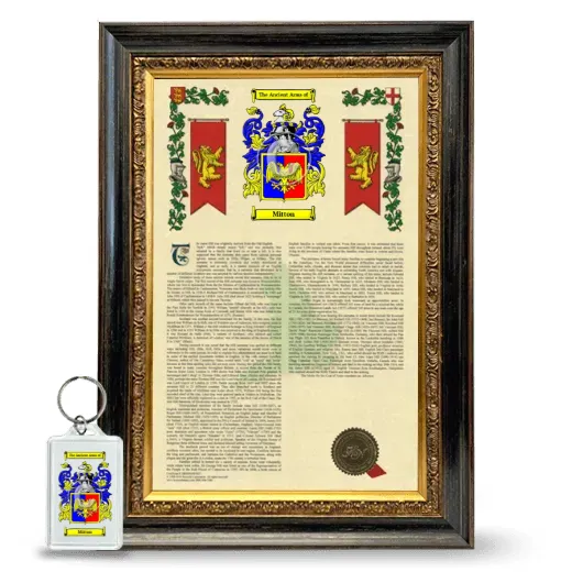 Mitton Framed Armorial History and Keychain - Heirloom