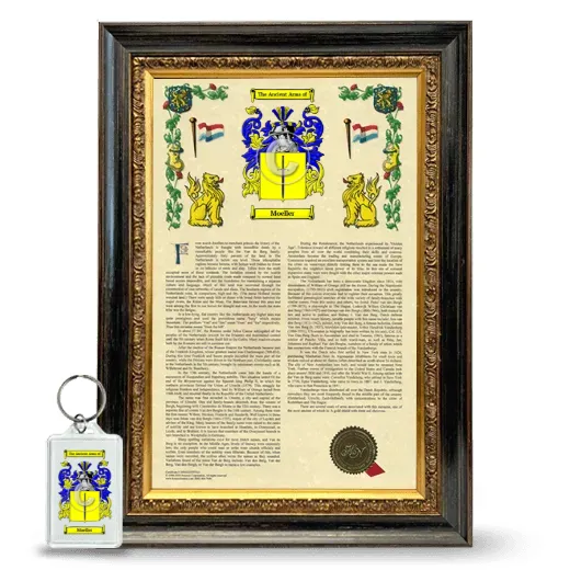 Moeller Framed Armorial History and Keychain - Heirloom