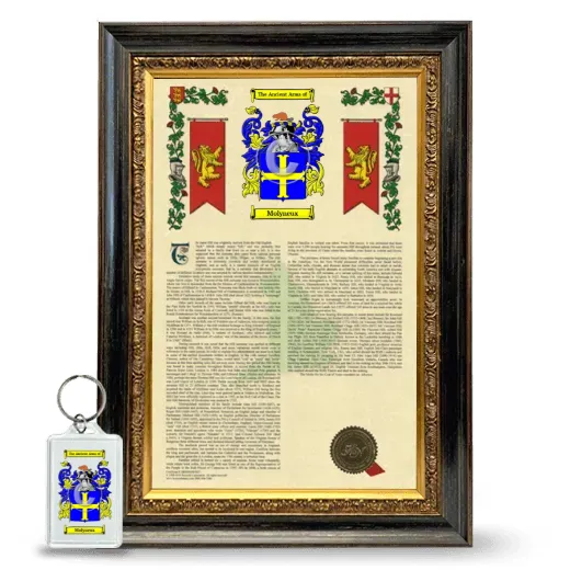 Molyneux Framed Armorial History and Keychain - Heirloom