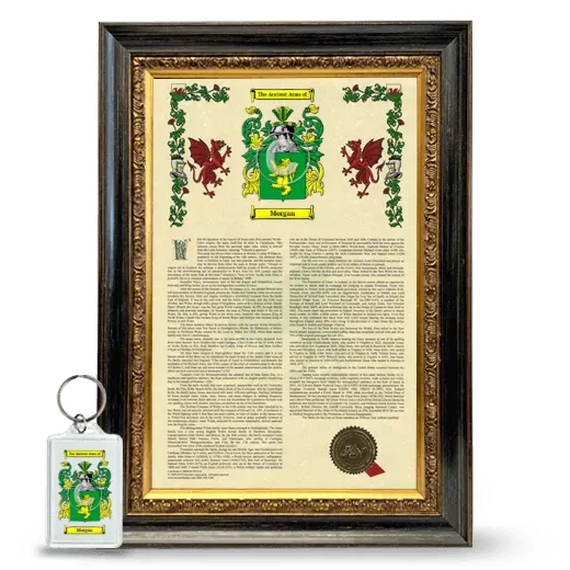 Morgan Framed Armorial History and Keychain - Heirloom