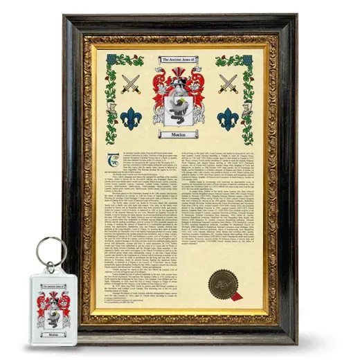 Morins Framed Armorial History and Keychain - Heirloom