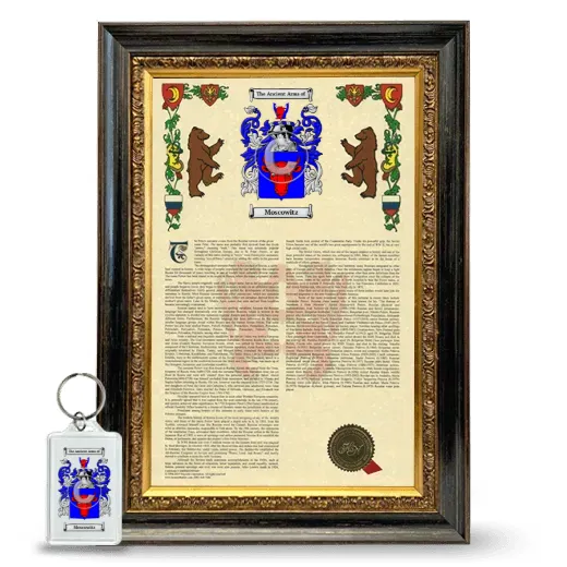 Moscowitz Framed Armorial History and Keychain - Heirloom