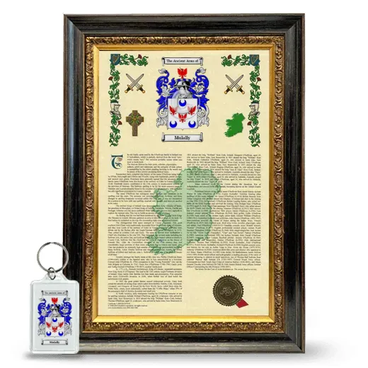 Mulally Framed Armorial History and Keychain - Heirloom