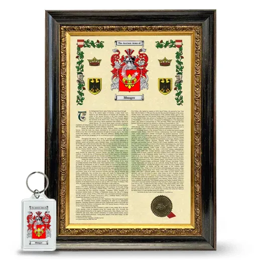 Munger Framed Armorial History and Keychain - Heirloom
