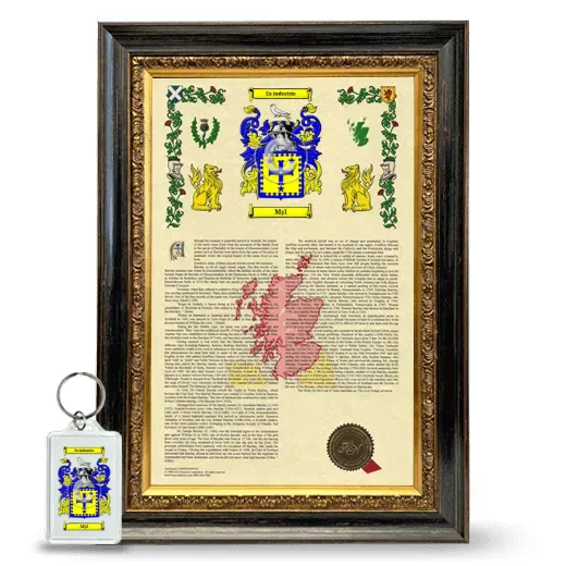 Myl Framed Armorial History and Keychain - Heirloom