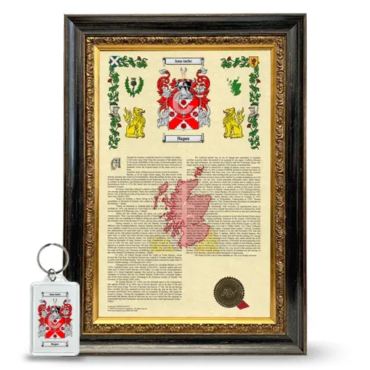 Naper Framed Armorial History and Keychain - Heirloom