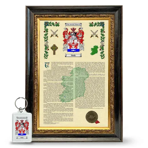 Nealy Framed Armorial History and Keychain - Heirloom