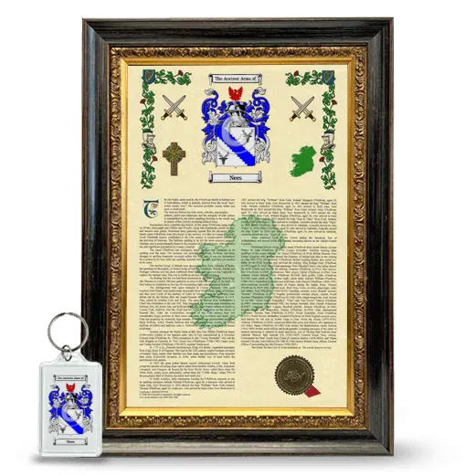 Nees Framed Armorial History and Keychain - Heirloom