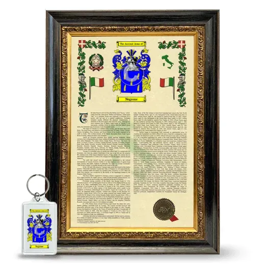 Negrone Framed Armorial History and Keychain - Heirloom