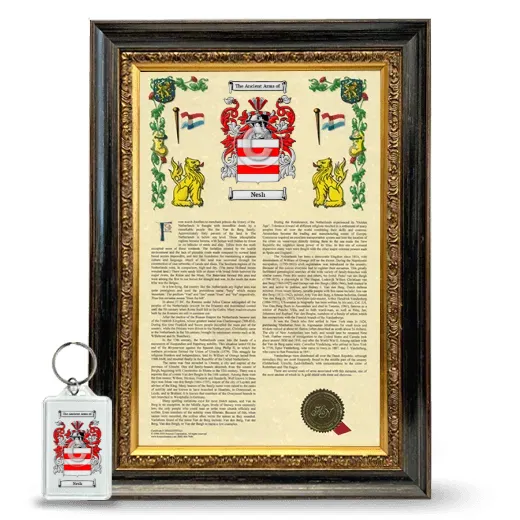 Nesh Framed Armorial History and Keychain - Heirloom