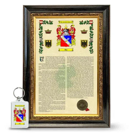 Ney Framed Armorial History and Keychain - Heirloom