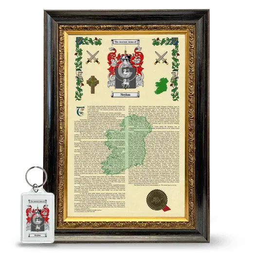 Neylon Framed Armorial History and Keychain - Heirloom