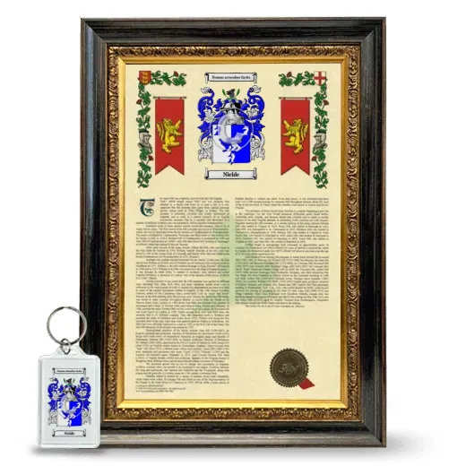 Nielde Framed Armorial History and Keychain - Heirloom