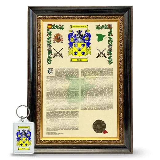 Ninio Framed Armorial History and Keychain - Heirloom