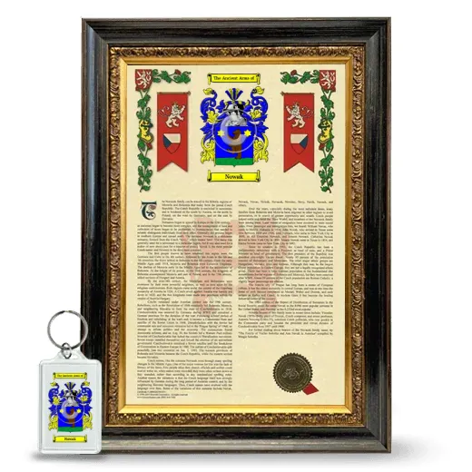 Nowak Framed Armorial History and Keychain - Heirloom