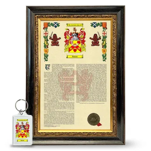 Noxon Framed Armorial History and Keychain - Heirloom