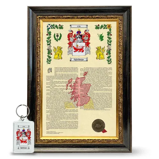 Oglethorpe Framed Armorial History and Keychain - Heirloom