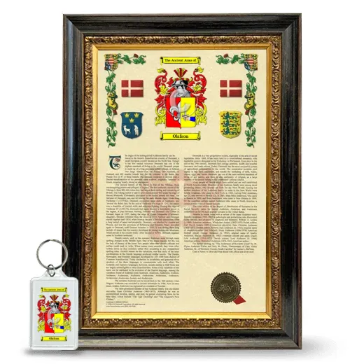 Olafson Framed Armorial History and Keychain - Heirloom