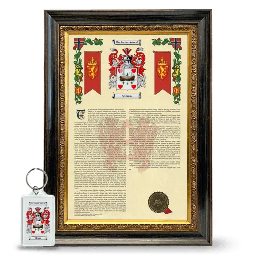 Oleson Framed Armorial History and Keychain - Heirloom